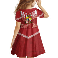 Tonga Darts Kid Short Sleeve Dress Tongan Ngatu Pattern LT14 - Polynesian Pride