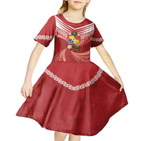 Tonga Darts Kid Short Sleeve Dress Tongan Ngatu Pattern LT14 - Polynesian Pride