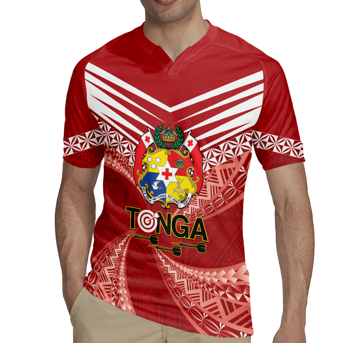 Tonga Darts Rugby Jersey Tongan Ngatu Pattern LT14 - Polynesian Pride