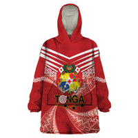 Tonga Darts Wearable Blanket Hoodie Tongan Ngatu Pattern LT14 One Size Red - Polynesian Pride