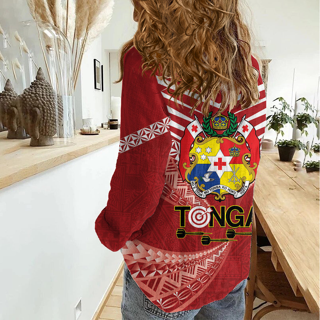 Tonga Darts Women Casual Shirt Tongan Ngatu Pattern LT14 - Polynesian Pride