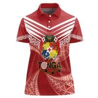Tonga Darts Women Polo Shirt Tongan Ngatu Pattern LT14 Female Red - Polynesian Pride