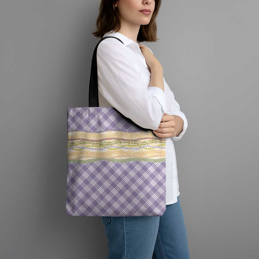 Lavender Palaka Hawaii Leis Elegant Vibes Tote Bag LT14 - Polynesian Pride