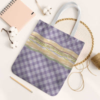 Lavender Palaka Hawaii Leis Elegant Vibes Tote Bag LT14 White Strap One Size Lavender - Polynesian Pride