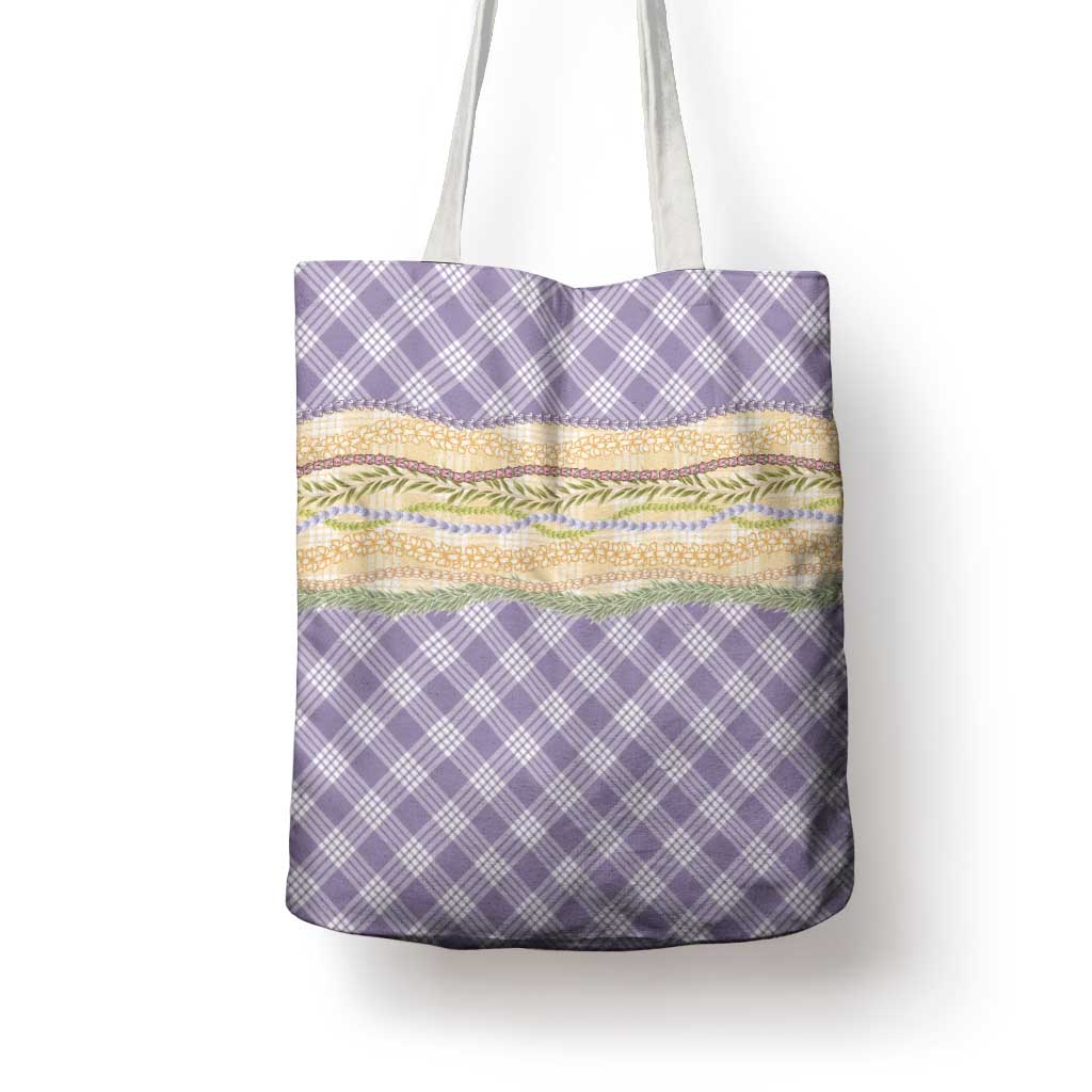 Lavender Palaka Hawaii Leis Elegant Vibes Tote Bag LT14 - Polynesian Pride