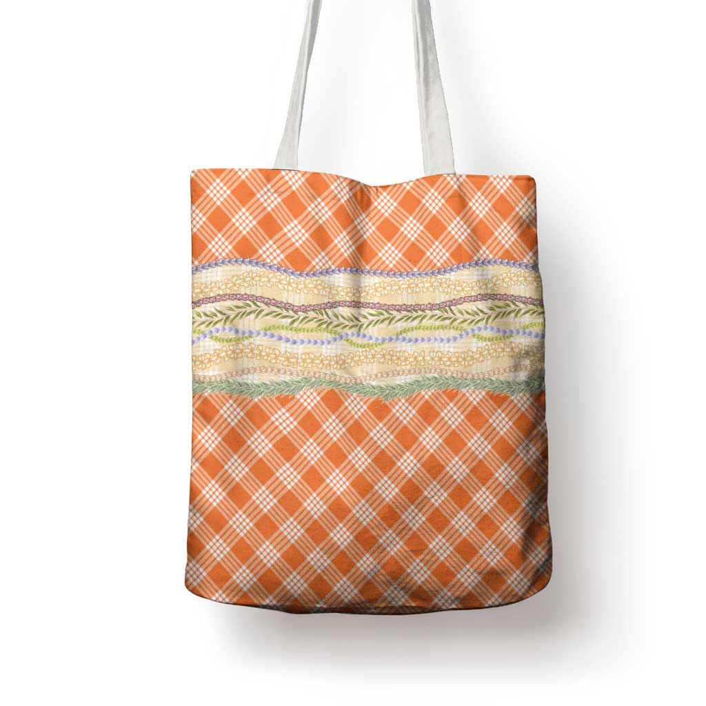 Orange Palaka Hawaii Leis Elegant Vibes Tote Bag LT14 - Polynesian Pride
