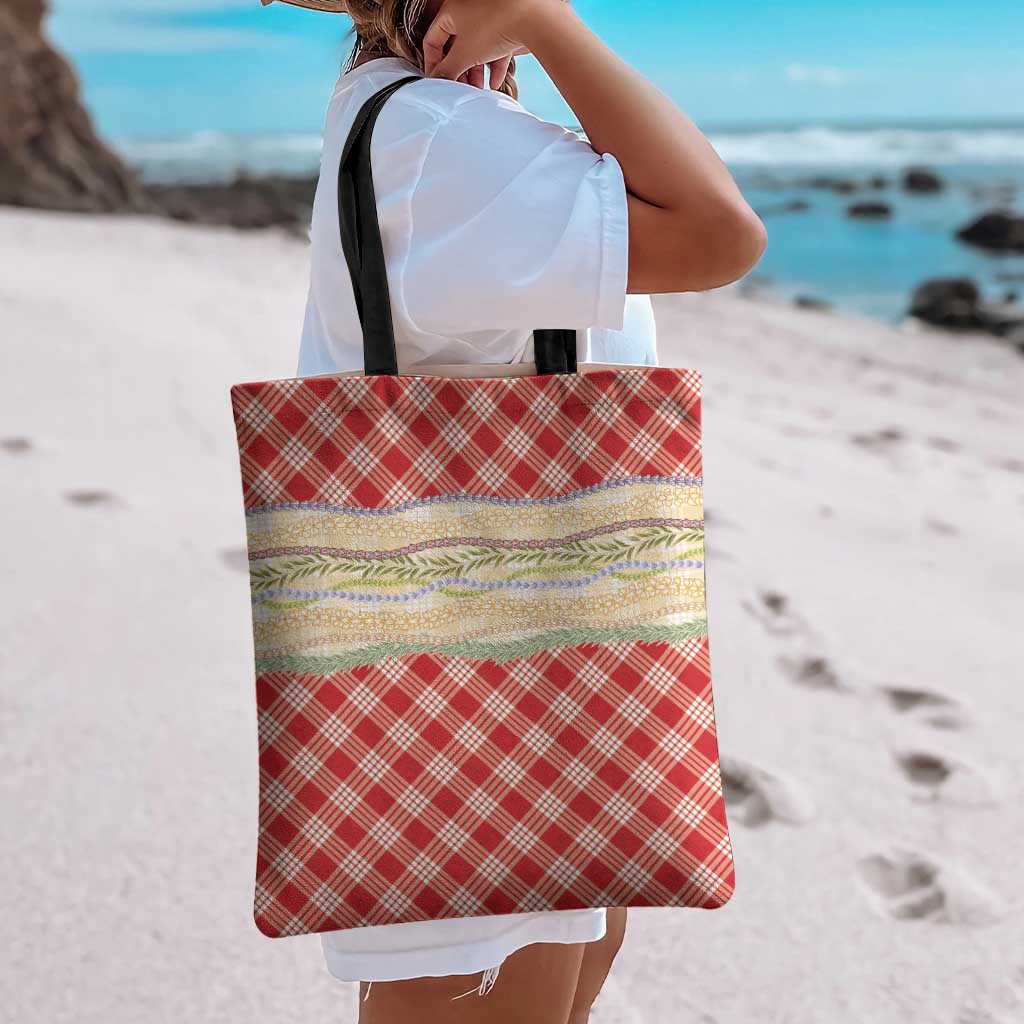Red Palaka Hawaii Leis Elegant Vibes Tote Bag LT14 - Polynesian Pride