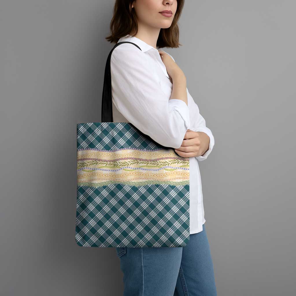 Dark Cyan Palaka Hawaii Leis Elegant Vibes Tote Bag LT14 - Polynesian Pride