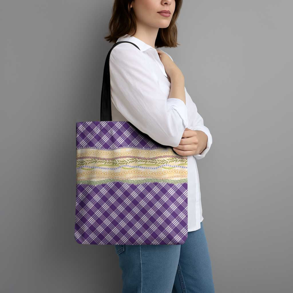 Purple Palaka Hawaii Leis Elegant Vibes Tote Bag LT14 - Polynesian Pride