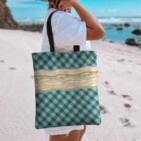 Cyan Palaka Hawaii Leis Elegant Vibes Tote Bag LT14 - Polynesian Pride