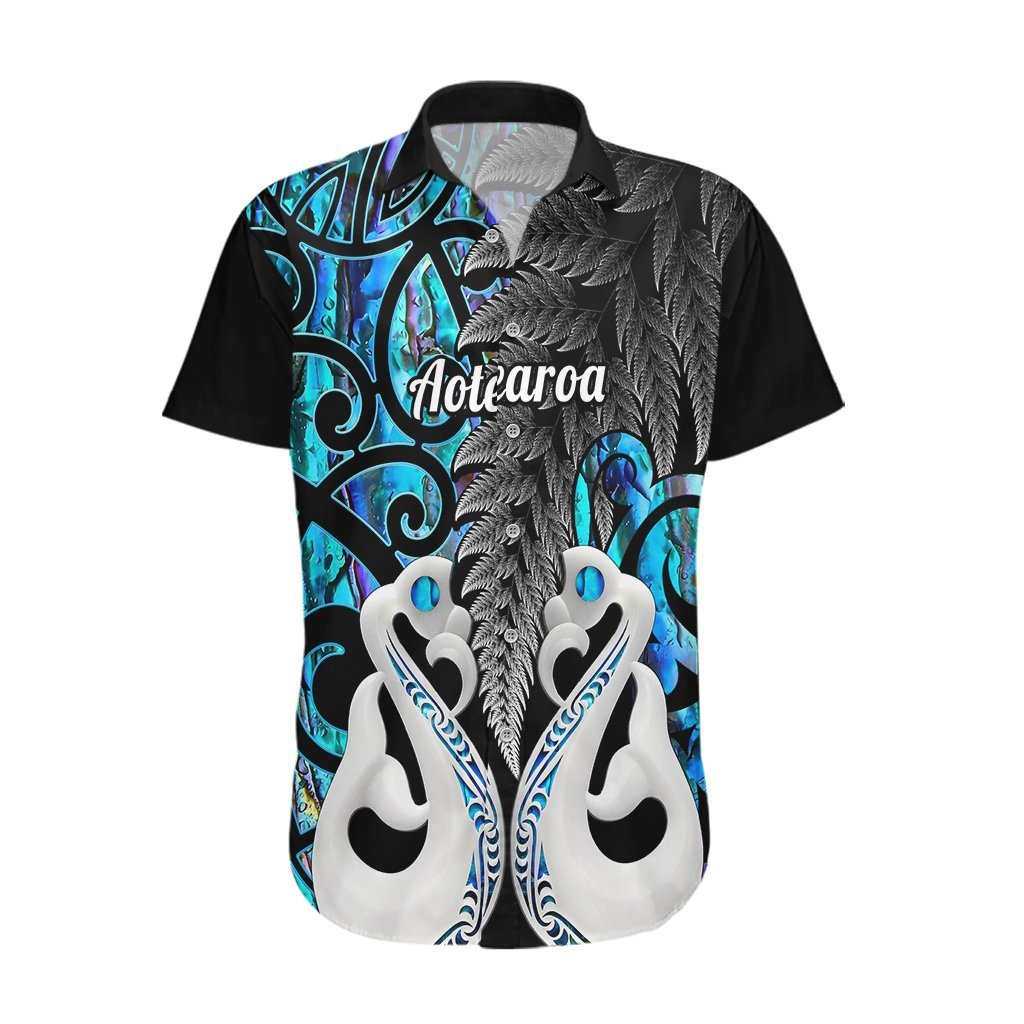 Personalised New Zealand Hawaiian Shirt Te Manaia Mangopare Maori And Fern Blue Style LT14 Blue - Polynesian Pride