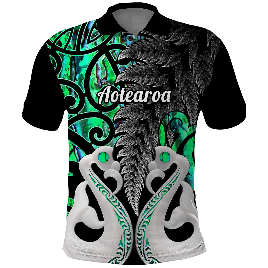 Custom New Zealand Polo Shirt Te Manaia Mangopare Maori and Fern Green Style LT14 Green - Polynesian Pride