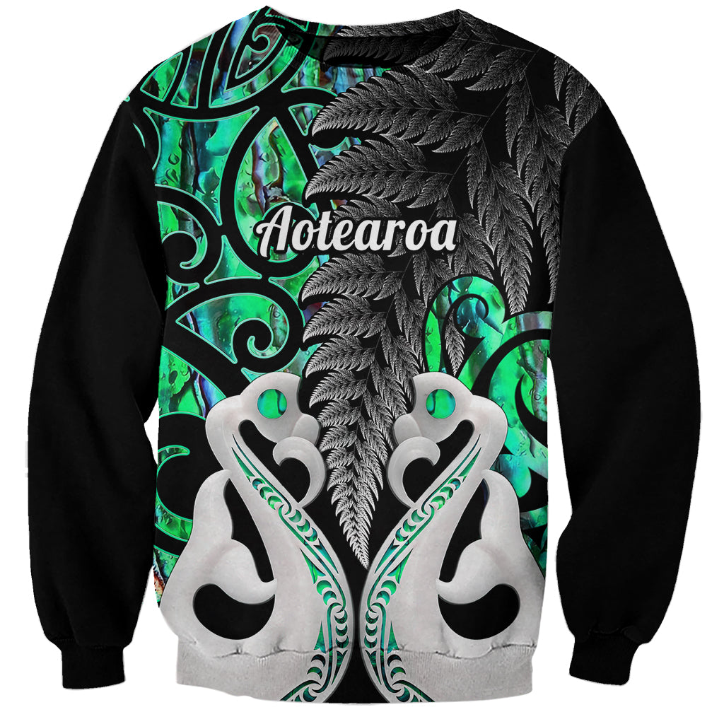 Personalised New Zealand Sweatshirt Te Manaia Mangopare Maori And Fern Green Style LT14 Unisex Green - Polynesian Pride
