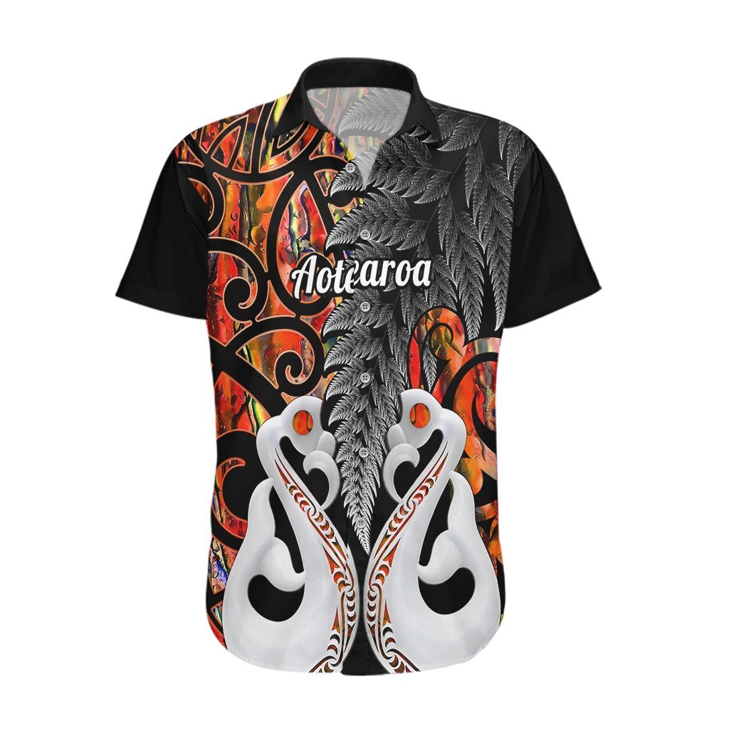 Personalised New Zealand Hawaiian Shirt Te Manaia Mangopare Maori And Fern Orange Style LT14 Orange - Polynesian Pride