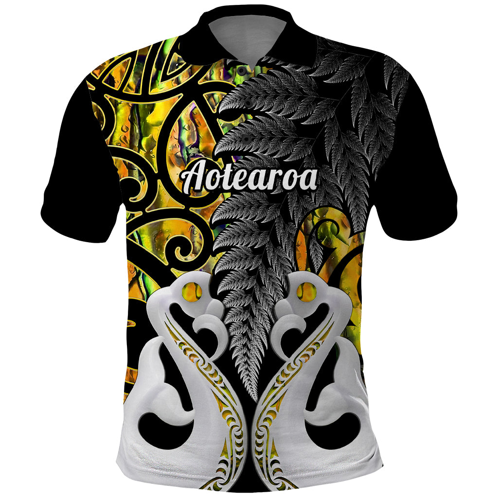 Custom New Zealand Polo Shirt Te Manaia Mangopare Maori and Fern Gold Style LT14 Gold - Polynesian Pride