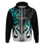 Custom New Zealand Hoodie Te Manaia Mangopare Maori and Fern Turquoise Style LT14 Zip Hoodie Turquoise - Polynesian Pride