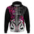 Custom New Zealand Hoodie Te Manaia Mangopare Maori and Fern Pink Style LT14 Zip Hoodie Pink - Polynesian Pride