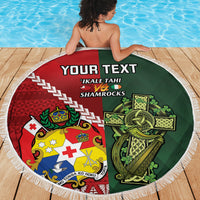 Custom Tonga And Ireland Rugby Beach Blanket Ikale Tahi With Shamrocks LT14 - Polynesian Pride