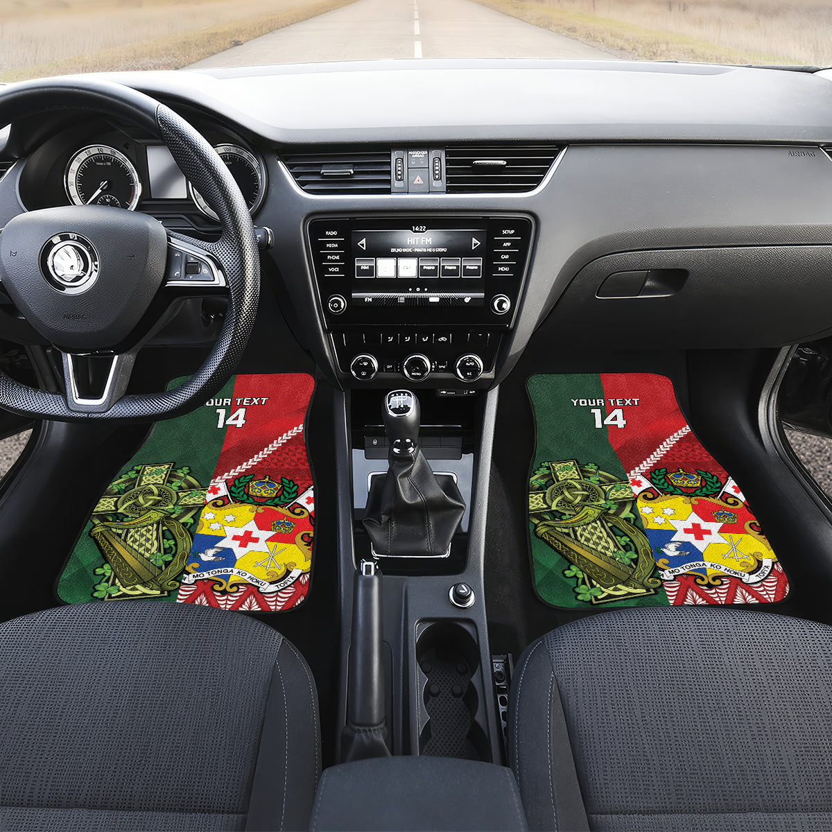Custom Tonga And Ireland Rugby Car Mats Ikale Tahi With Shamrocks LT14 Set 2pcs - Front Red - Polynesian Pride