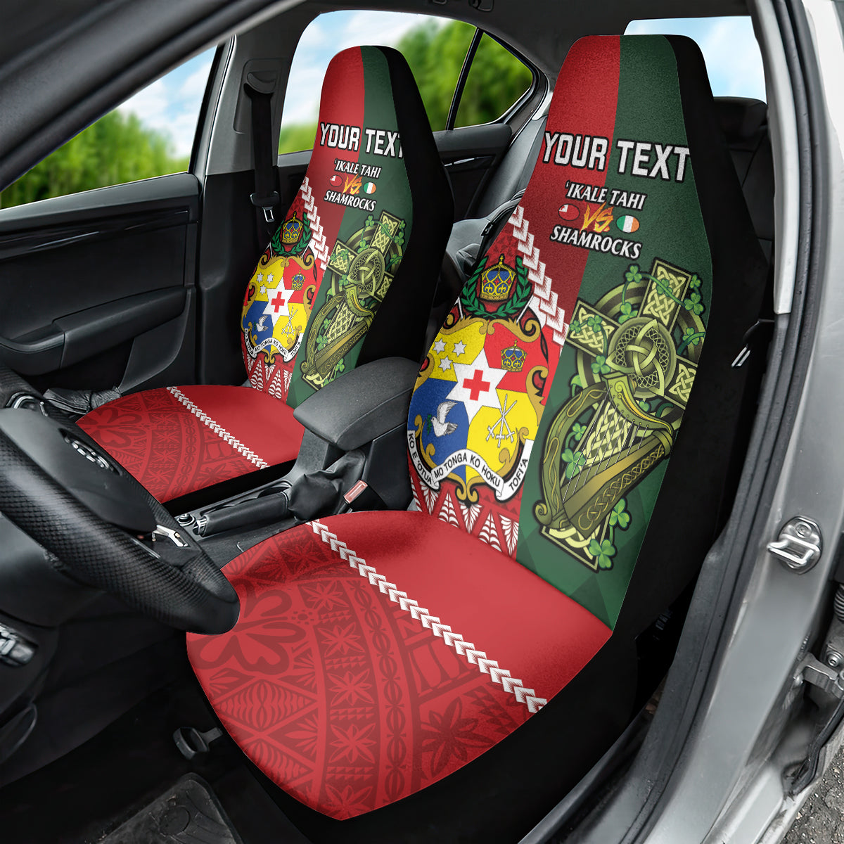 Custom Tonga And Ireland Rugby Car Seat Cover Ikale Tahi With Shamrocks LT14 - Polynesian Pride