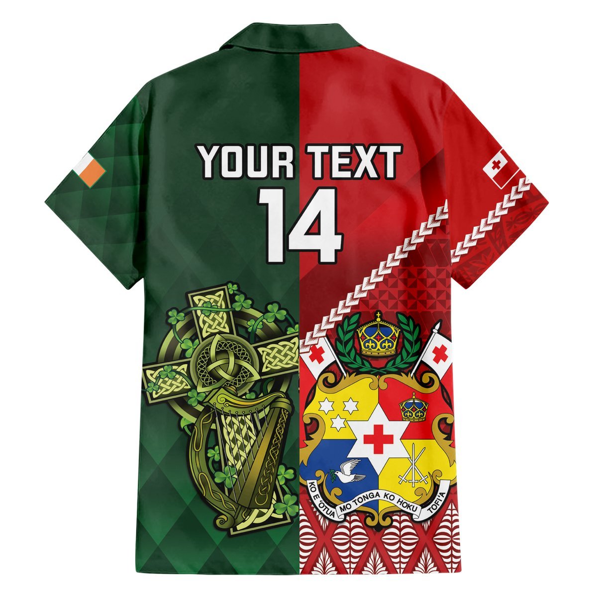 Custom Tonga And Ireland Rugby Hawaiian Shirt Ikale Tahi With Shamrocks LT14 - Polynesian Pride