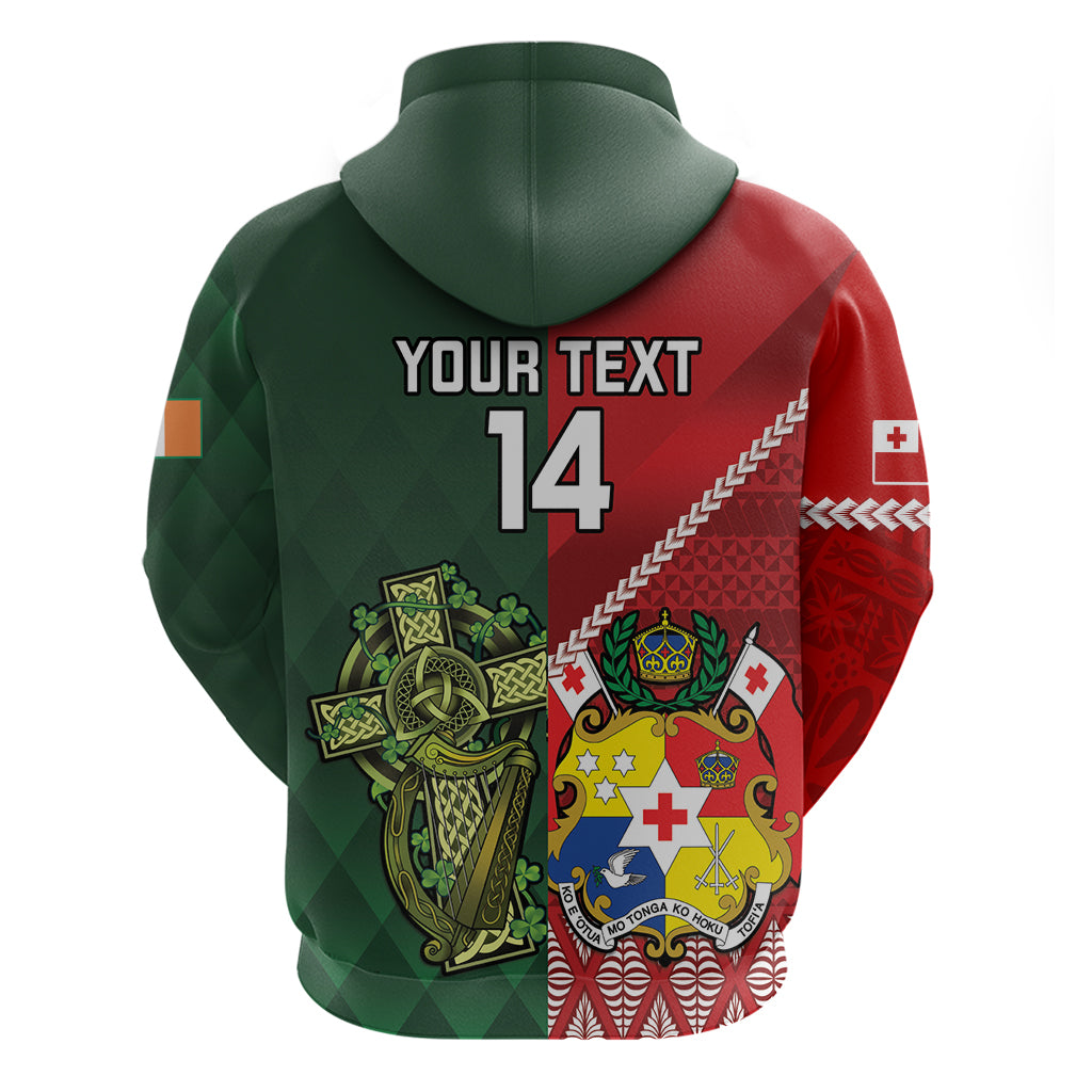 Custom Tonga And Ireland Rugby Hoodie Ikale Tahi With Shamrocks LT14 - Polynesian Pride
