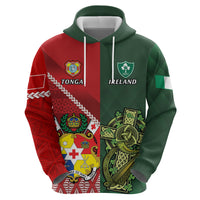 Custom Tonga And Ireland Rugby Hoodie Ikale Tahi With Shamrocks LT14 - Polynesian Pride