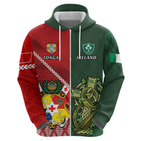 Custom Tonga And Ireland Rugby Hoodie Ikale Tahi With Shamrocks LT14 - Polynesian Pride