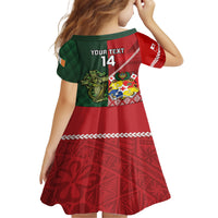 Custom Tonga And Ireland Rugby Kid Short Sleeve Dress Ikale Tahi With Shamrocks LT14 - Polynesian Pride