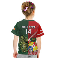Custom Tonga And Ireland Rugby Kid T Shirt Ikale Tahi With Shamrocks LT14 - Polynesian Pride