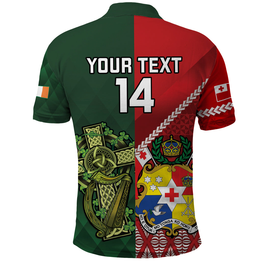 Custom Tonga And Ireland Rugby Polo Shirt Ikale Tahi With Shamrocks LT14 - Polynesian Pride