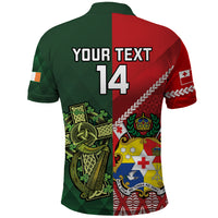 Custom Tonga And Ireland Rugby Polo Shirt Ikale Tahi With Shamrocks LT14 - Polynesian Pride