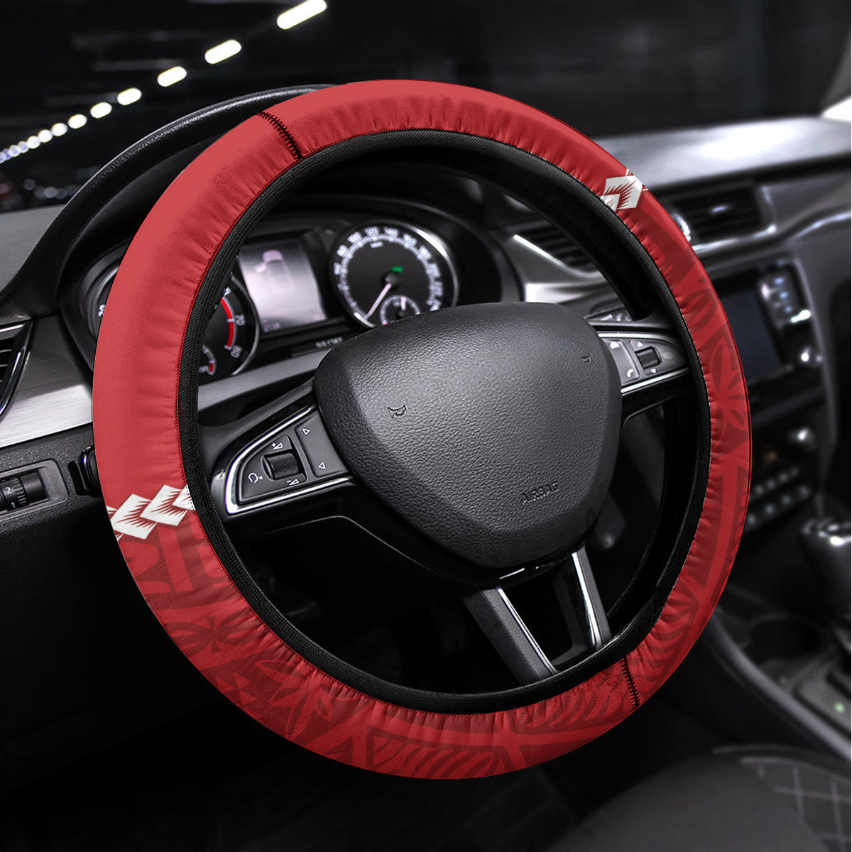 Tonga And Ireland Rugby Steering Wheel Cover Ikale Tahi With Shamrocks LT14 Universal Fit Red - Polynesian Pride