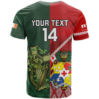 Custom Tonga And Ireland Rugby T Shirt Ikale Tahi With Shamrocks LT14 - Polynesian Pride
