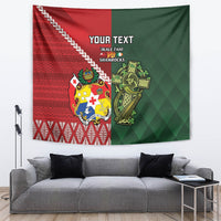 Custom Tonga And Ireland Rugby Tapestry Ikale Tahi With Shamrocks LT14 Red - Polynesian Pride