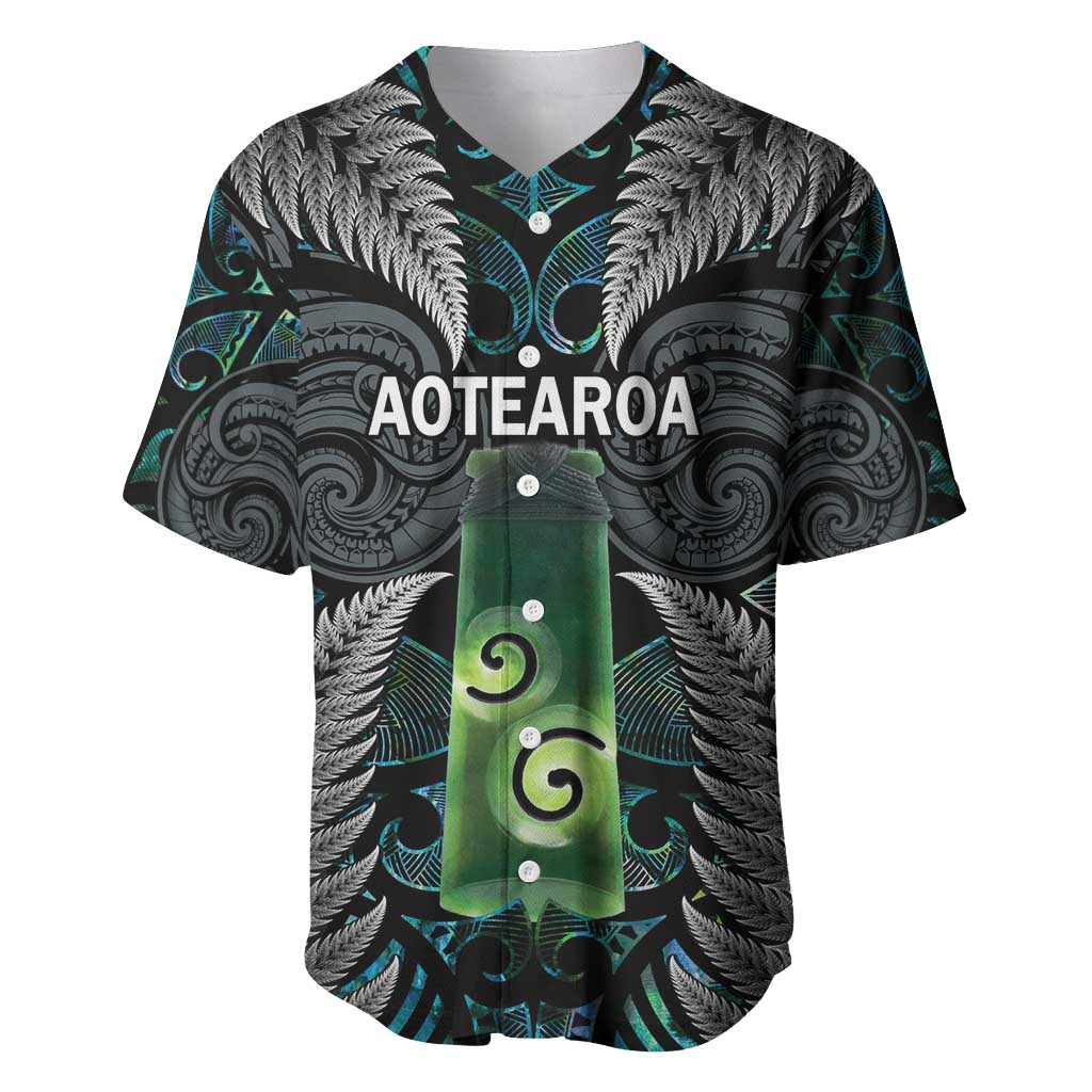 Personalised New Zealand Toki Baseball Jersey Silver Fern Mix Aotearoa Maori Pattern LT14 Black - Polynesian Pride