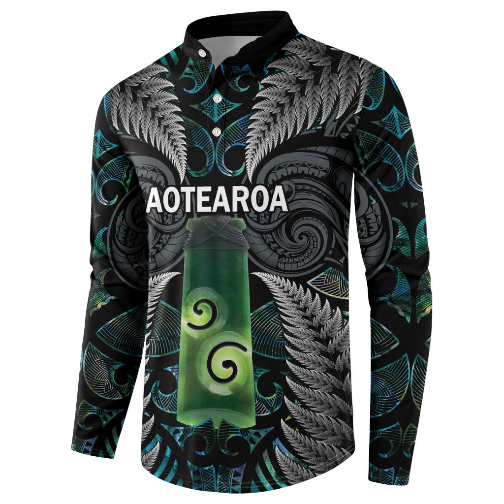 Personalised New Zealand Toki Button Sweatshirt Silver Fern Mix Aotearoa Maori Pattern LT14 - Polynesian Pride