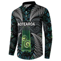 Personalised New Zealand Toki Button Sweatshirt Silver Fern Mix Aotearoa Maori Pattern LT14 - Polynesian Pride