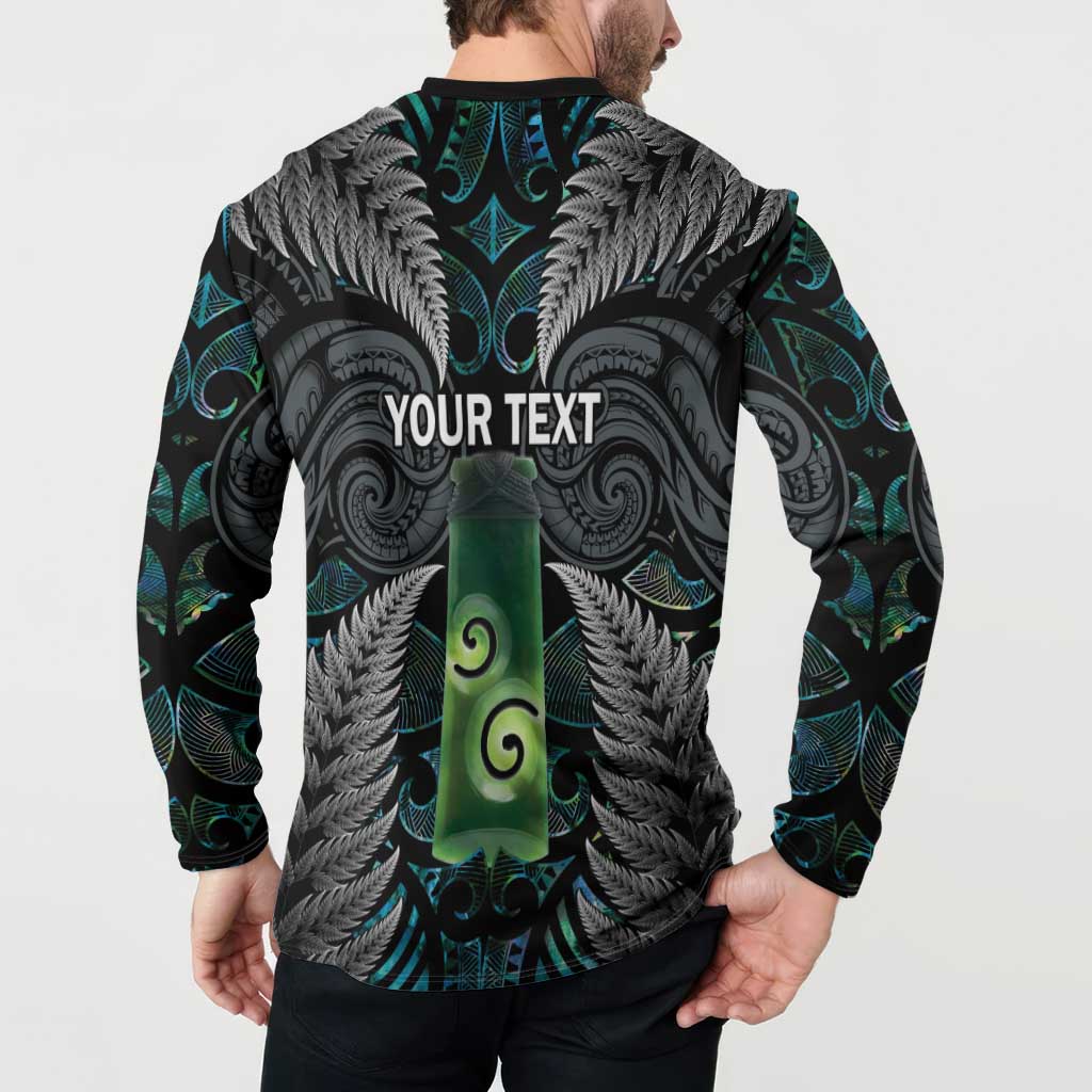 Personalised New Zealand Toki Button Sweatshirt Silver Fern Mix Aotearoa Maori Pattern LT14 - Polynesian Pride