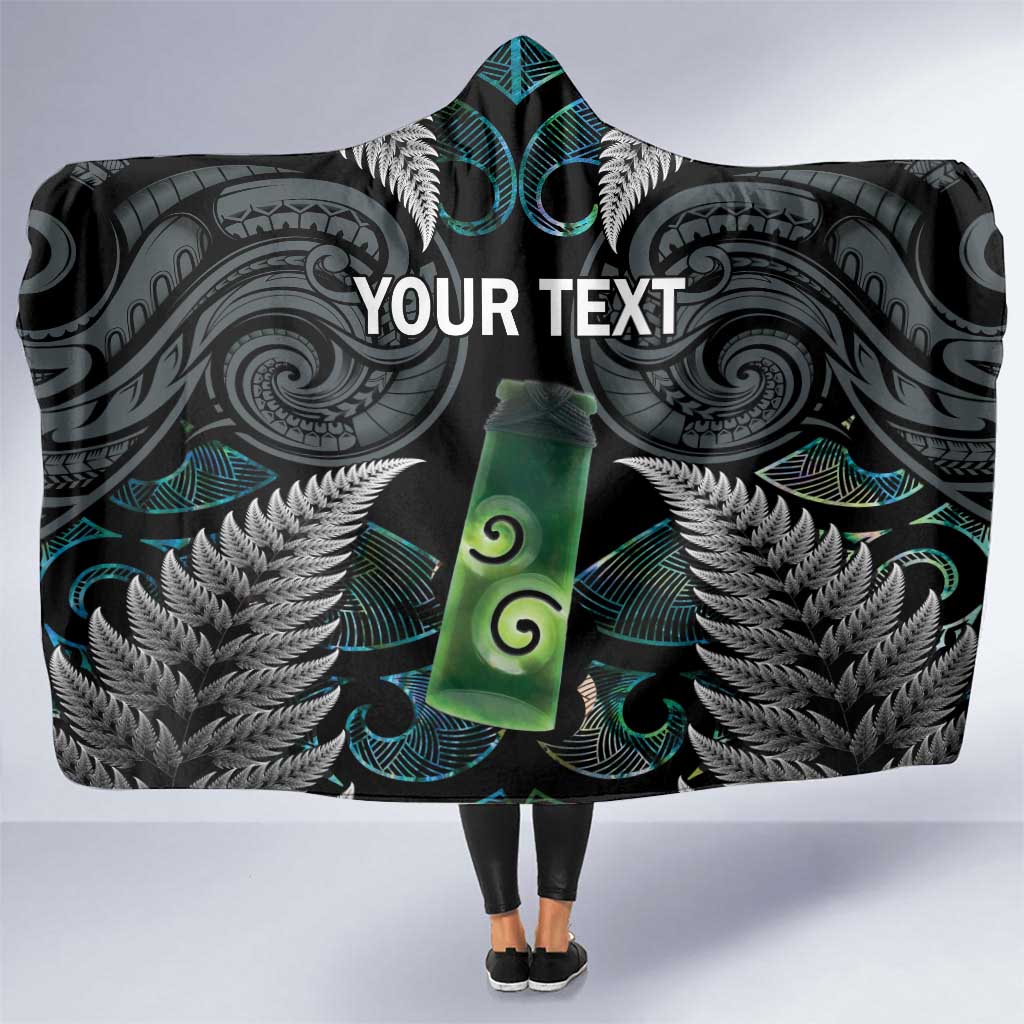 Personalised New Zealand Toki Hooded Blanket Silver Fern Mix Aotearoa Maori Pattern