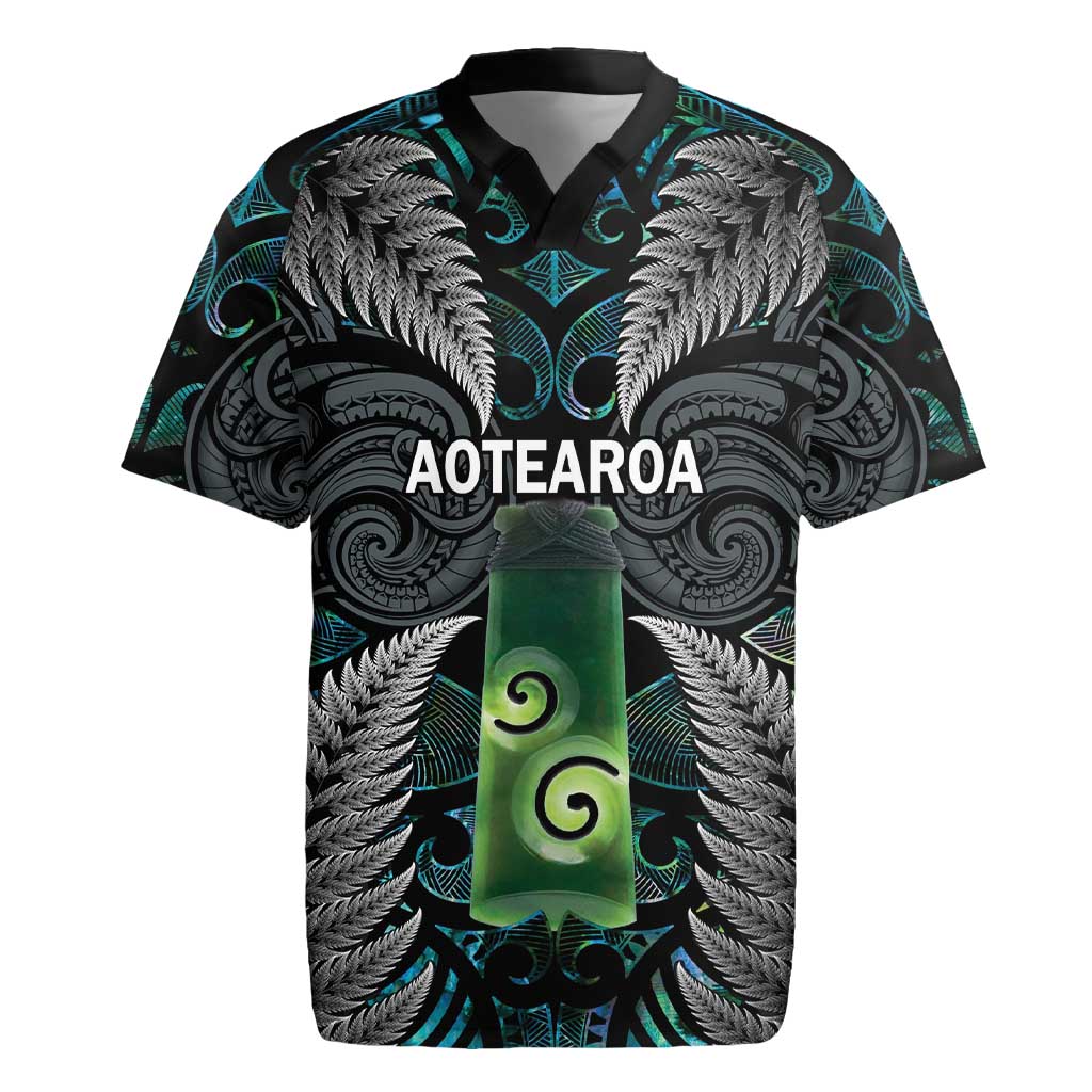 Personalised New Zealand Toki Rugby Jersey Silver Fern Mix Aotearoa Maori Pattern