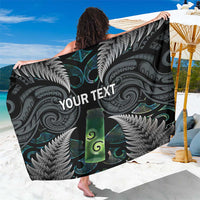 Personalised New Zealand Toki Sarong Silver Fern Mix Aotearoa Maori Pattern LT14 One Size 44 x 66 inches Black - Polynesian Pride
