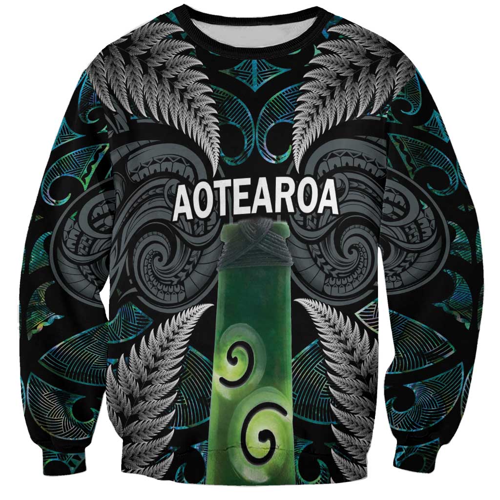 Personalised New Zealand Toki Sweatshirt Silver Fern Mix Aotearoa Maori Pattern