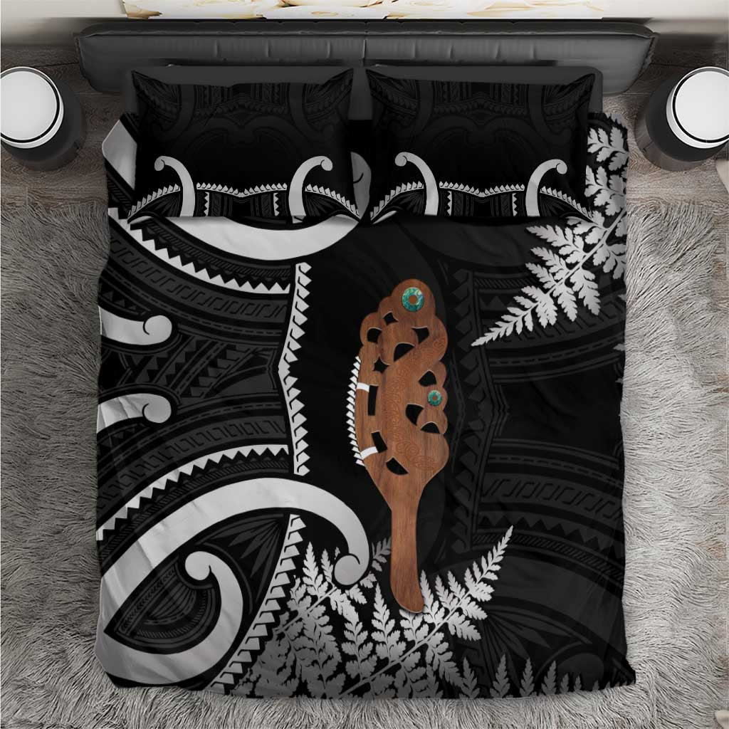 New Zealand Maripi Bedding Set Silver Fern Mix Aotearoa Maori Pattern LT14 Black - Polynesian Pride