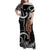 New Zealand Maripi Family Matching Off Shoulder Maxi Dress and Hawaiian Shirt Silver Fern Mix Aotearoa Maori Pattern