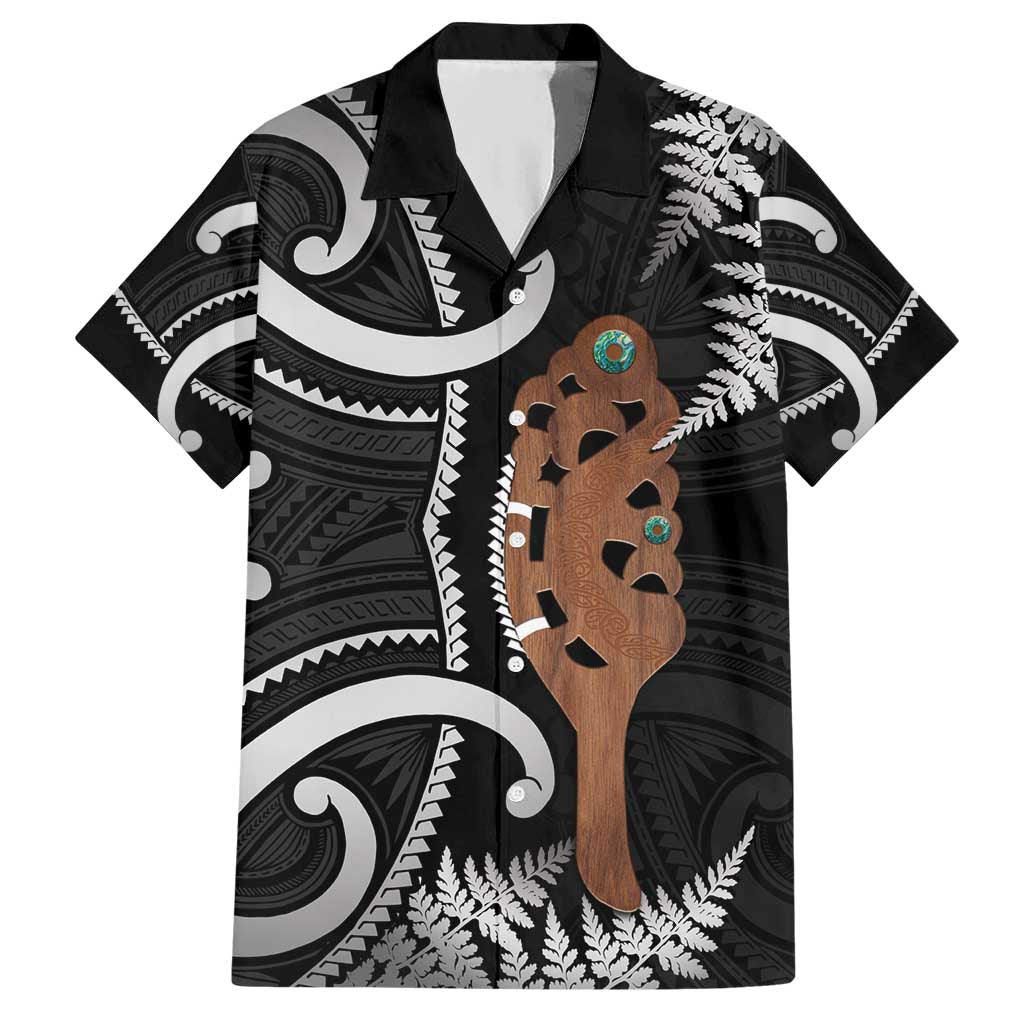 New Zealand Maripi Hawaiian Shirt Silver Fern Mix Aotearoa Maori Pattern LT14 Black - Polynesian Pride