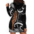 New Zealand Maripi Hoodie Dress Silver Fern Mix Aotearoa Maori Pattern