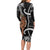 New Zealand Maripi Long Sleeve Bodycon Dress Silver Fern Mix Aotearoa Maori Pattern