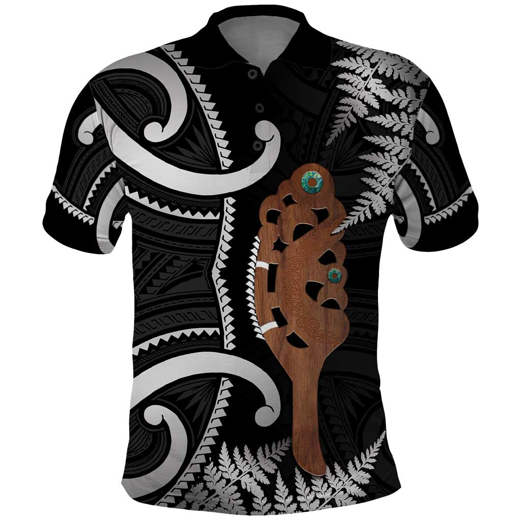 New Zealand Maripi Polo Shirt Silver Fern Mix Aotearoa Maori Pattern