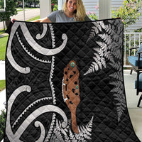 New Zealand Maripi Quilt Silver Fern Mix Aotearoa Maori Pattern LT14 Black - Polynesian Pride